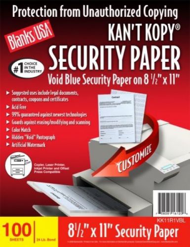 Blanks/USA Kant Kopy Security Paper, Void Blue (KK11R1VBL)