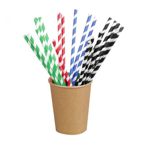 Packnwood Natural Unwrapped Paper Straws, Pack of 500 Color Black - Pack of 500