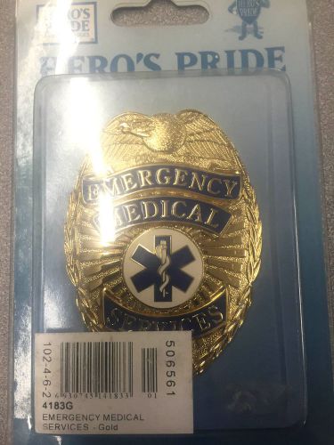 HEROS PRIDE 4183G Metal Badge, Emergency Medical Services EMS, Gold NEW