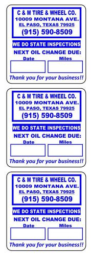1 roll of 500 2&#034; x 2&#034;  custom printed oil change reminder stickers labels decals for sale