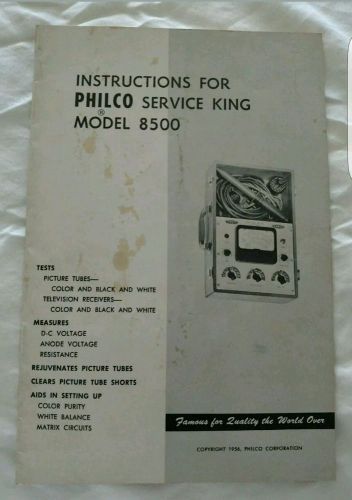 Instructions manual for Philco Service King Model 8500