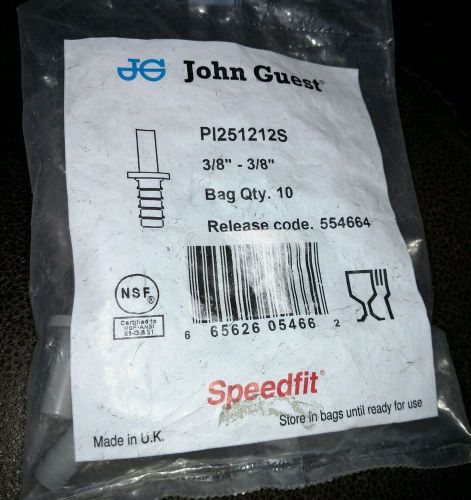 John guest acetal copolymer barbed tube fitting, stem, 3/8&#034; stem od x 3/8&#034; hose for sale