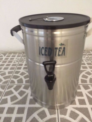 COMMERCIAL 3 GAL ICED TEA DISPENSER W/ BLACK FAUCET &amp; LID-W/ ICE COMPARTMENT