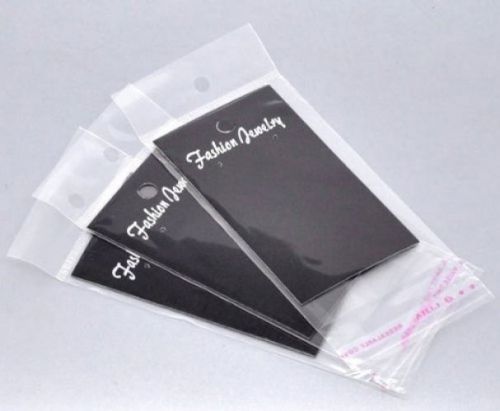 100 Pcs Jewelry Earring Display Cards With Self Adhesive Bags (Black)