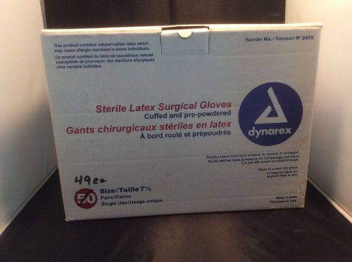 Sterile Surg Gloves Latex Powdered sz 7.5 Dynarex 2475 49 Pairs