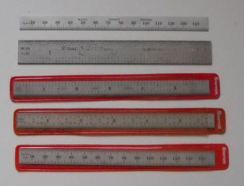 5 Steel Ruler Lot, Machinists Grade, Starrett &amp; Brown &amp; Sharpe