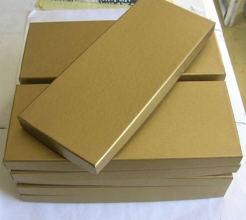 Lot of 11 gold gift certificate boxes, small jewelry or gifts, 8.5&#034; x 3.5&#034;