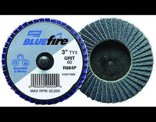 Norton, Blue Fire Flap Discs,  77696090172, 3&#034; 60 Grit, Type 3 ( 10 in box )