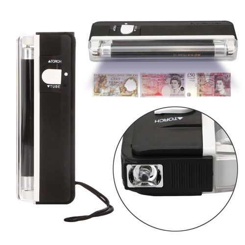Currency Money Detector Portable Handheld UV Led Light Torch Lamp Counterfeit