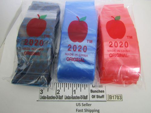 3 BAGS OF 100 2M 2&#034;x2&#034; PLASTIC ZIP SEAL ALL 1 SUPERMAN 1 RED 1 BLUE NEW B1703