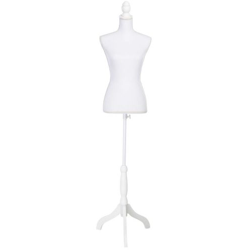 New White Female Mannequin Torso Dress Form Display W/ WhiteTripod Stand