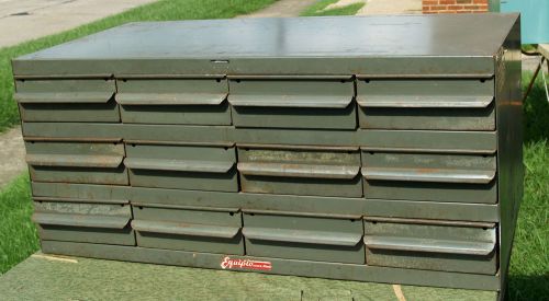 Vintage large equipto 12 drawer industrial cabinet parts bin heavy duty for sale