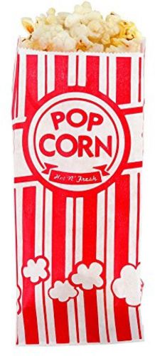 Carnival King Paper Popcorn Bags, 1 Oz, Red and White, 100 Piece