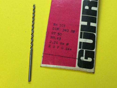 GUHRING 2.26MM (#43) LIST 501 GT50 PARABOLIC TAPER LENGTH DRILL 9005010022600