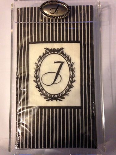 &#034;T&#034; INITIAL PAPER FACECLOTHS IN CLEAR ACRYLIC HOLDER WITH &#034;T&#034; MEDALLION