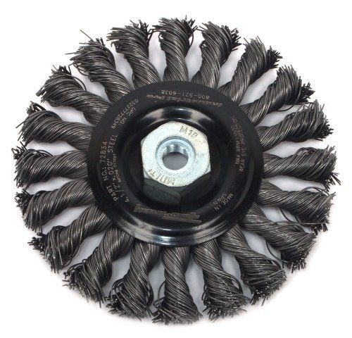 Forney 72834 wire wheel brush, industrial pro twist knot with m10-by-1.50/1.25 for sale