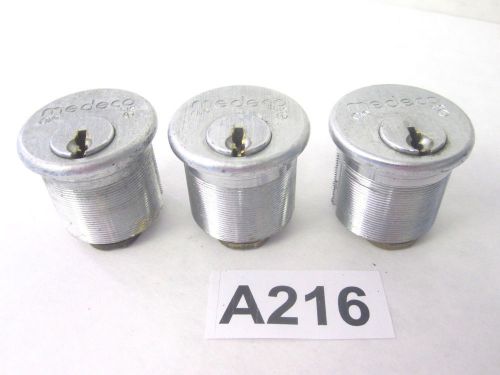 Lot of 3 Medeco 51S Rim Lock Cylinders Stainless 1-1/4&#034;