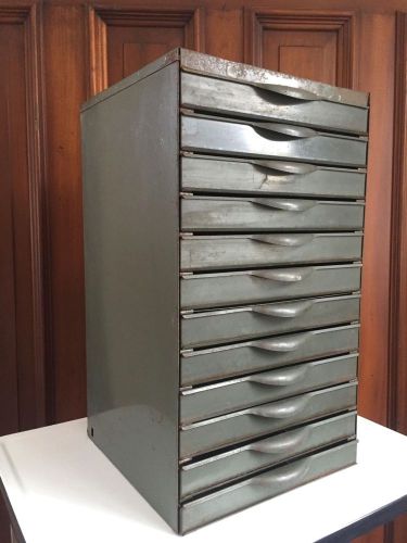 Vintage equipto 12 drawer industrial metal storage parts cabinet for sale