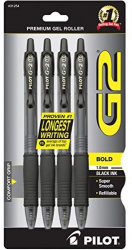 Pilot G2 Retractable Premium Gel Ink Roller Ball Pens, Bold Point, 4-Pack, Ink