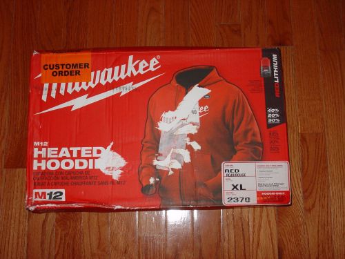 Milwaukee 2370-xl m12 red 12-volt polyester heated hoodie - xlarge (tool only) for sale