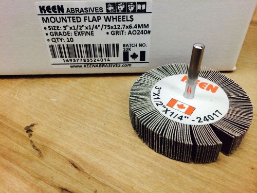 10pcs 60 grit Keen 3&#034; x 2&#034; x1/4&#034; sandpaper Mounted Flap Wheel #24113