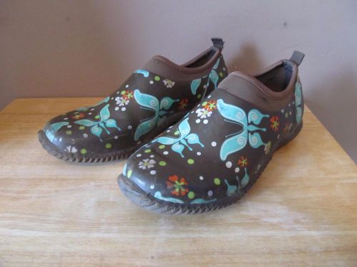 Servus by Honeywell Brown w/Butterfly &amp; Floral Design Rubber Overshoes~W7/M6