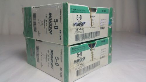 Box of 36 Surgalloy SN-1698 5-0 Monosof 18&#034; Black P-13 Cutting Sutures