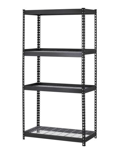 Muscle rack 4-shelf heavy duty durable steel shelving attractive black finish for sale