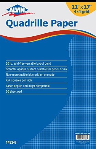 Alvin quadrille paper 4 x 4 inches grid 50-sheet pad (1432-6) for sale