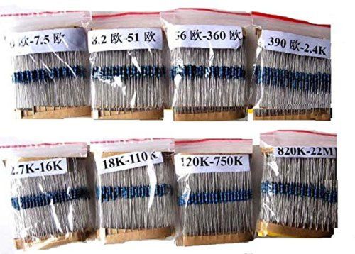 Top-cofrLD 1/4w resistors pack 164 values x 10pcs = 1640pcs 0 - 22M Metal Fil...