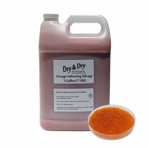 1 gallon(7 lbs) &#034;dry&amp;dry&#034; premium orange indicating silica gel desiccant bead for sale