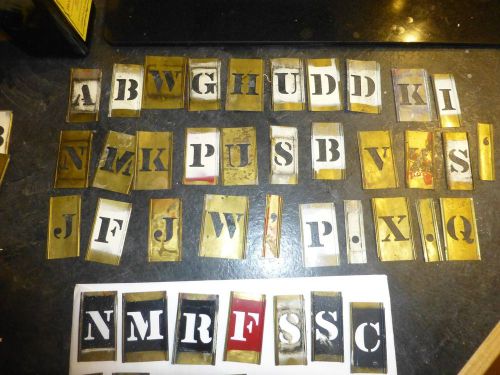 Vintage Interlocking Brass Metal Letter and number stencils S/44, 1&#034;