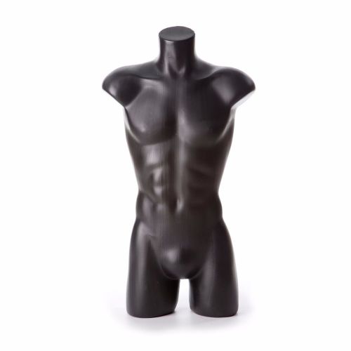 NEW 38&#034;29&#034;37&#034; MALE 3/4 TORSO MANNEQUIN BLACK HANGING STANDING WITH HANGING LOOP