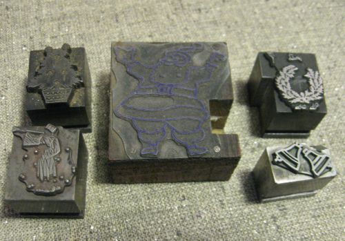 Christmas Letterpress Offset Printing Blocks - Santa, Bells, Wreath, Tree, etc