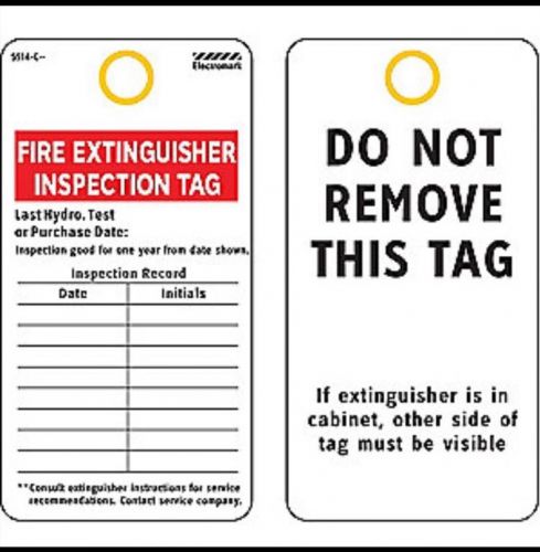 New Pack of 25 Grainger 8ADM4 Fire Extinguisher Inspection Tags