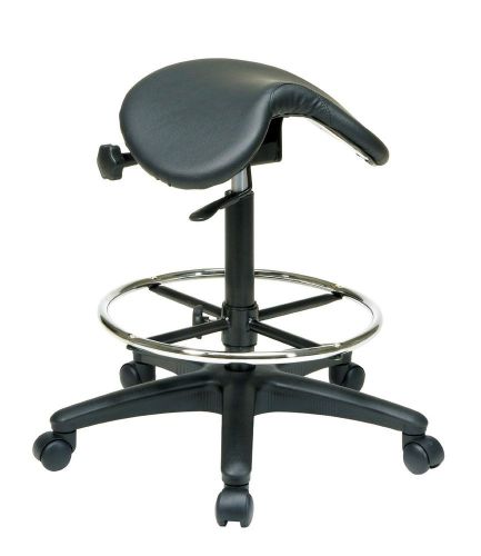Office star &#039;work smart&#039; backless drafting saddle seat stool st205 black new for sale