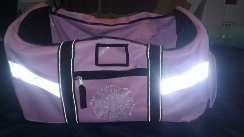 Pink firefighting turnout gear luggage bag firefighter with wheels &amp; handle for sale