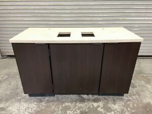 55&#034; Condiment Coffee Trash Cart On Wheels Waste Cabinet Metal Frame #5616