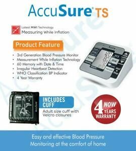 Accu Sure TS Automatic Blood Pressure Monitoring System White Digital Free Ship