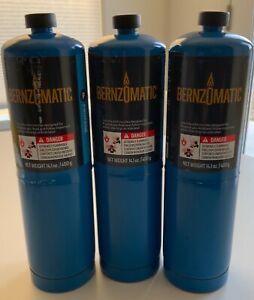 NEW BERNZOMATIC TORCH PROPANE FUEL CYLINDERS SET OF 3/ 14.1 OZ. FREE SHIPPING