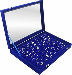 Ring Organizer Display Case ~ 11 Rows Multiple Holder ~ Jewelry Blue