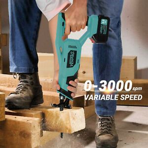 Cordless Electric Reciprocating Saw 4 Blades Wood Metal Cutting Recip Hand Held.