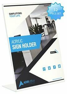 Adir Plexi Acrylic Sign Holder 8.5&#034; X 11&#034; - Shatter Resistant Acrylic Sign Ho...
