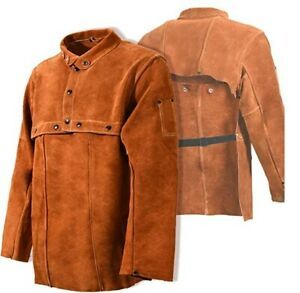 Leaseek Leather Welding Jacket - Heavy Duty Welding Apron with Sleeve (XXXX-Larg