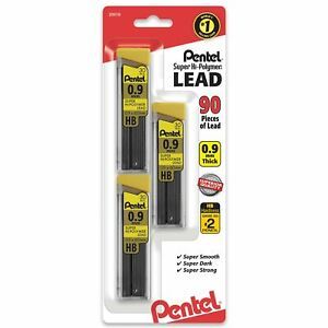 Pentel Super Hi-Polymer Lead Refills, 0.9 mm, 90 Pieces (C29BPHB3),Gray Single