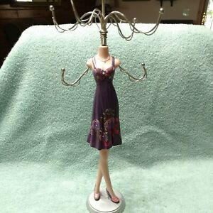 Lady Mannequin Jewelry Display Stand Purple Dress Necklace Bracelet