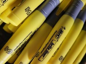 29 for $8:Bic BLMG11YW Brite Liner Grip Fluorescent Yellow Chisel Tip Tank Sty
