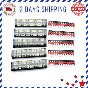 5 Pcs Dual Row 12 Position Screw Terminal Strip 600V 15A + 10 Pcs  400V 15A 12