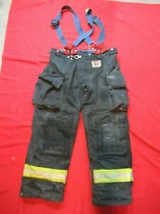 Morning Pride Fire Fighter Turnout PANTS 40 X 32 BLACK BUNKER GEAR SUSPENDERS