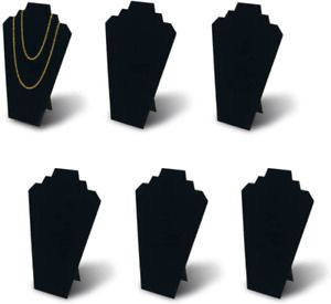 Necklace Easel Jewelry Organizer Stand Reinforced Bracket Black Linen Pack of 6